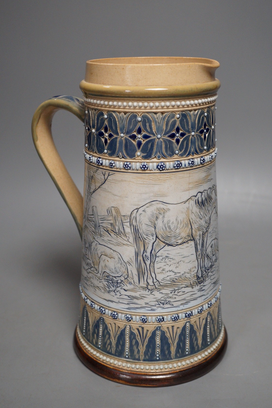 Hannah Barlow for Doulton Lambeth, a horse and pigs jug, 24cm